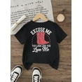 thumbnail image 3 of MAWOTEA [Double Side Print]Excuse Me,You Look Lile Love Me Graphic Print T-Shirt Double Sided,Casual Crew Neck Short Sleeve Top For Kids Boys And Girls,Summer & Spring Fashion,Cartoon Style, 3 of 5