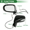 thumbnail image 3 of Unique Bargains 11 Pins Left Driver Side Door Mirror Replacement for Lexus ES350 2010-2012 Side View Mirror Assembly Electric Heating Manual Bright Black No.LX1320135, 3 of 7