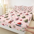 thumbnail image 3 of Homewish Cartoon Christmas Tree Twin Sheet Sets,Kawaii Xmas Snowman Twin Fitted Sheet,Happy New Year 03 For Girl Kids,Microfiber Bedroom Decor,3 Pieces, 3 of 7