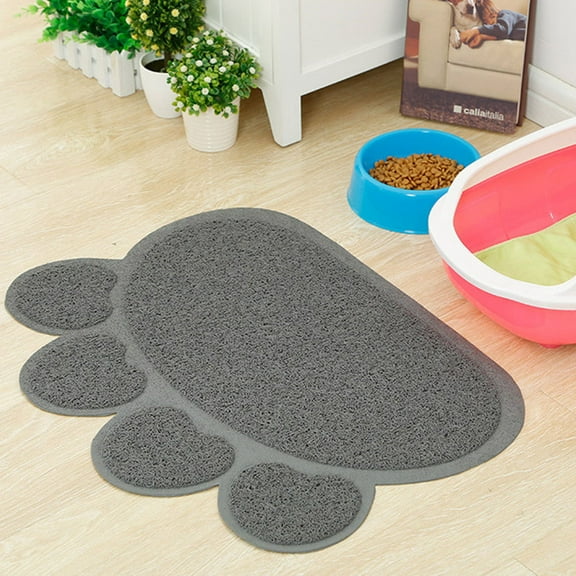 MLINS Cat Litter Mat Cat Litter Box Pads Cat Claw Shaped Litter Catcher Pads PVC Cushion Dark Grey