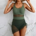 thumbnail image 6 of gljltg Women Ribbed Swimdress with Briefs,One Piece Tummy Control Swimming Costume Skirt Spahgetti Strap Ruched Plain Slim Fit Scoop Neck Bathing Suit, 6 of 6