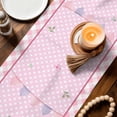thumbnail image 2 of Easter Bunny Cotton Linen Table Runner for Dining Kitchen, Pink Polka Dot Colorful Eggs Checkered Plaid Wedding Outdoor Party Tablerunners, Dresser Scarf Coffee Tablecloth Runners 13x120 Inches, 2 of 9