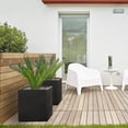 thumbnail image 4 of Wallowa Metallic Cube Planter 17Lx17Wx20H inches, Large Outdoor Square Planter 24lbs Black, 4 of 6