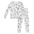 thumbnail image 1 of WEIYLL Ensemble Décontracté pour Filles Tout-Petits Ensemble Col Rond Manches Longues Pantalon Pyjama Diy Peint à la Main Blanc Rentrée des Classes Tenues d'Automne Taille 2-3 Ans, 1 of 4