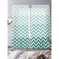 thumbnail image 3 of Teal Chevron Sheer Curtains 96 Inch Length 2 Panels Set, Ombre Geometric Ocean Wave V-shaped Voile Window Treatment Semi Sheer Long Curtains Drapes for Bedroom/Living Room/Kitchen 52"x96"x2, 3 of 7