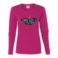 thumbnail image 2 of Wild Bobby, Colorful Rainbow Patterned Butterfly Animal Lover Womens Graphic Long Sleeve T-Shirt, Fuschia, Large, 2 of 3