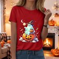 thumbnail image 4 of CFXNMZGR Womens Oversized Graphic Tee Shirts Plus Size Halloween Shirts for Women Pumpkin Graphic Tshirt Fall Casual Short Sleeve Tee Tops (Red,L), 4 of 6