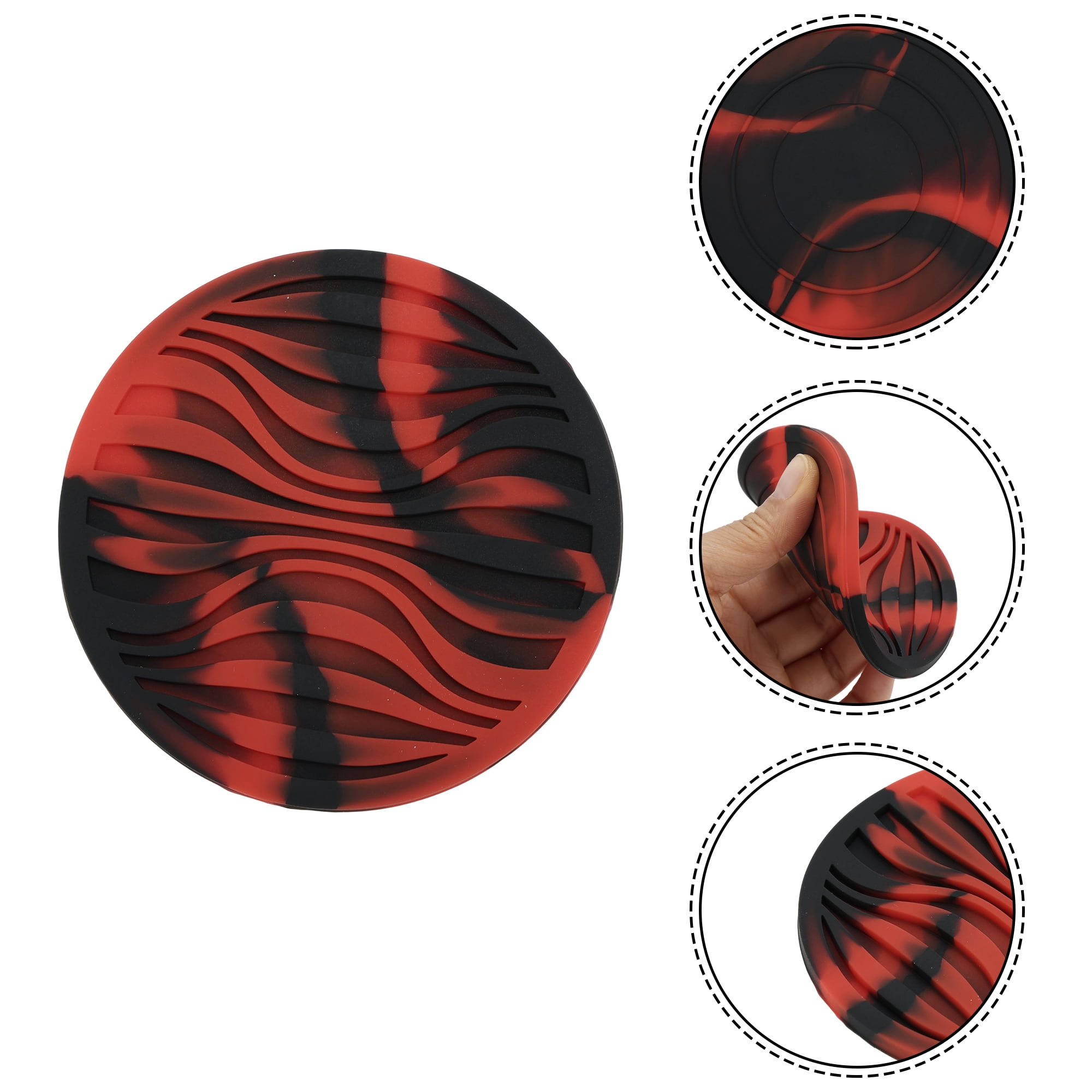 Unique Bargains Water Repellent Wave Drink Coaster Set Black Red Camo