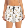 thumbnail image 2 of Balery Bees And Flowers Pantalones cortos deportivos para mujer con forro y dos bolsillos, elásticos, para entrenamiento, gimnasio, yoga-Small, 2 of 7