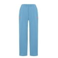 thumbnail image 4 of asdoklhq Women's Scrub Set Breathable Stretchy Pants Women's Color-blocked Short-sleeved V-neck Pocket Trousers Loose-fitting Caregiver Uniform Set Blue L, 4 of 4