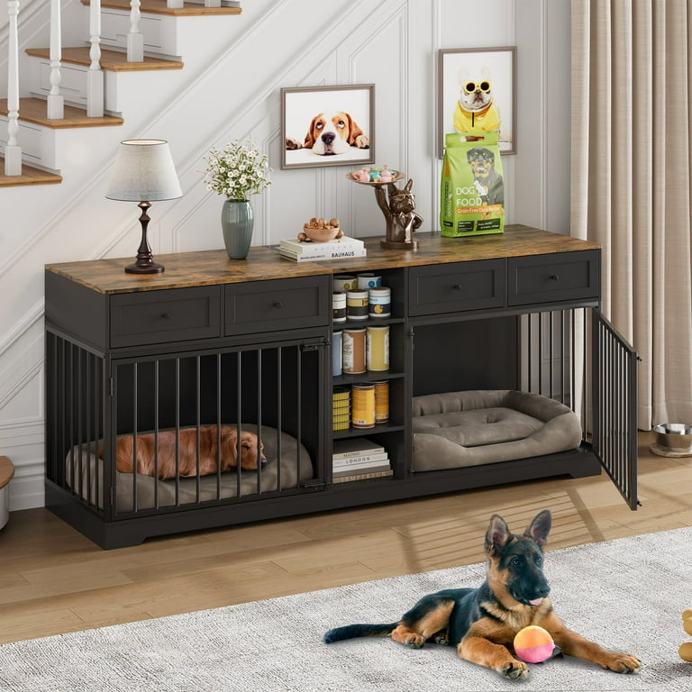 希少品　ウェッジウッド　ジャスパー　Black on Cane 皿立てセット Garvee 82” Large Dog Crate for 2 Dogs, Double Dog Kennel Furniture