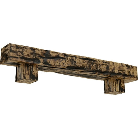 

Ekena Millwork 6 H x 8 D x 48 W Riverwood Faux Wood Fireplace Mantel Kit w/ Alamo Corbels Natural Golden Oak