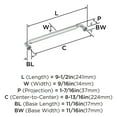 thumbnail image 5 of Amerock Coble 8-13/16 inch (224mm) Center-to-Center Polished Chrome Cabinet Pull, 5 of 6