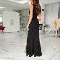 thumbnail image 3 of Gaecuw Guest Wedding Dresses for Women 2023 V Neck Sleeveless Champagne Dresses Ankle Length Maxi Dresses Swing Party Dress Prom Dresses Polyester Flowy Graduation Dresses Solid Semi Formal Dress, 3 of 8