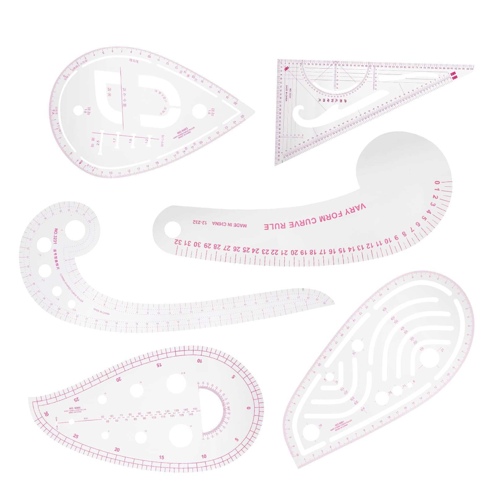Grading Ruler, With Scale DIY Sewing French Metric 6pcs Plastic Sewing ...
