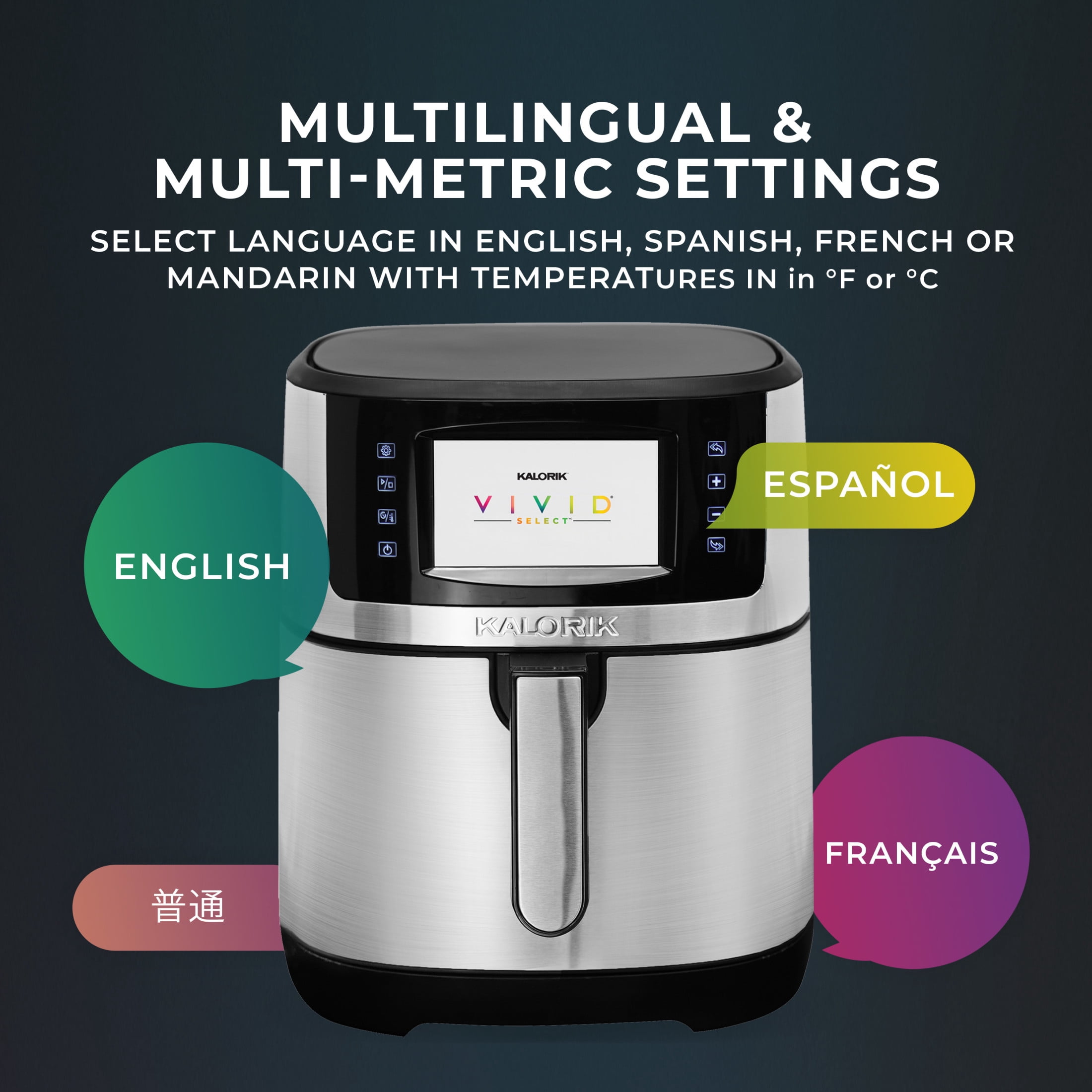 Kalorik VIVID SELECT 7 Quart High-Resolution Air Fryer with Selector Controls, in Stainless Steel (FT52333SS)