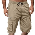 thumbnail image 2 of Nestiefly Mens Cargo Shorts Elastic Waist Drawstring Casual Work Outdoor Short Lightweight Summer Shorts with Multi Pocket Khaki 2XL, 2 of 6