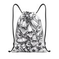 thumbnail image 1 of Disketp Monochrome Botanical Illustration Print Drawstring Backpack Drawstring Gym Bags Draw String Bags for Sports, Gym, Travel, Swimming, Beach-Medium, 1 of 6