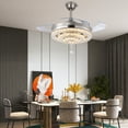 thumbnail image 5 of GMizon 42-inch modern luxury crystal ceiling fan light, invisible bedroom fan light, study room living room chandelier ceiling fan (silver), 5 of 8