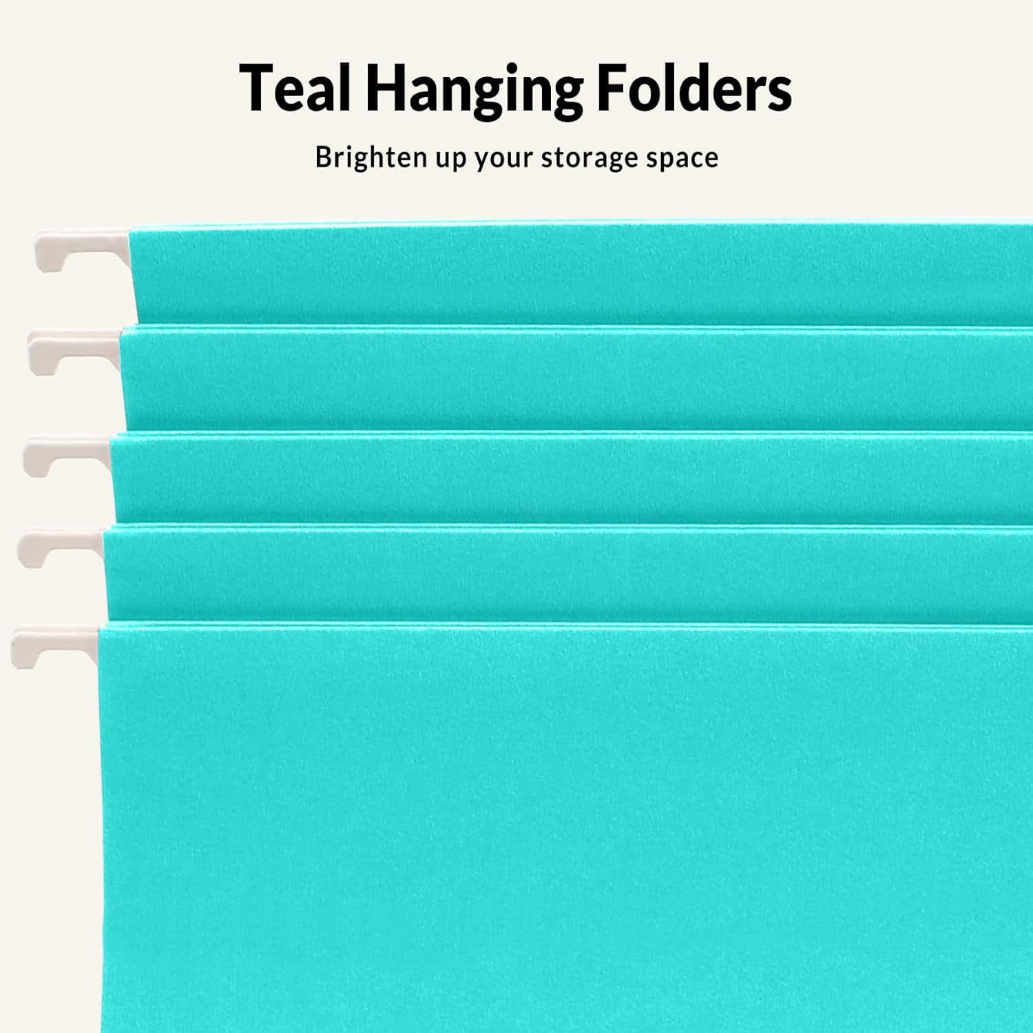 Hanging File Folders Teal, 25 Pack Letter Size File Folders with 1/5-cut Tabs, Stay Organized for Your Home and Office Bulk File and Documents