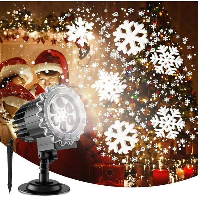 Christmas Projector Lights, Led Snowflake Projector Lights Outdoor, IP65 Waterproof Outdoor Indoor Holiday Projection Lamp Decoration for Christm