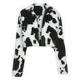 thumbnail image 4 of DDAPJ pyju Winter Cropped Fleece Jackets for Women on Clearance,Cute Cow Print Teen Girls Open Front Cardigan Coats Long Sleeve Stand Collar Fuzzy Sherpa Jacket Y2K Short Trendy Tops, 4 of 8