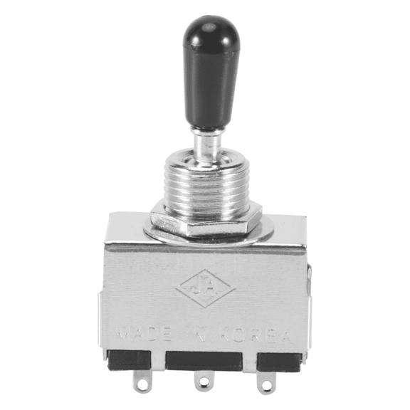 1Pc Guitar 3 Way Toggle Switch, Metal Enclosed Switch With Black Tip Knob Replacement Part For Lp Style Electric