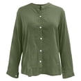 thumbnail image 4 of Button Down Shirts for Women Mandarin Collar Cotton Long Sleeve Blouses Casual Solid Work Shirts Tunic Tops, 4 of 7