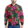 thumbnail image 2 of Nueva chaqueta con cremallera y estampado 3D de flores hawaianas para hombre, sudaderas estilo bombardero con estampado de plantas tropicales, abrigos de manga larga de gran tamaño, 2 of 5