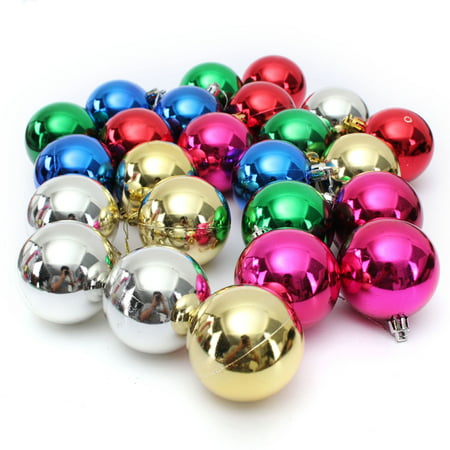 24PCS 3cm/4cm/6cm Christmas Tree Party Decor Balls Glitter Baubles ...