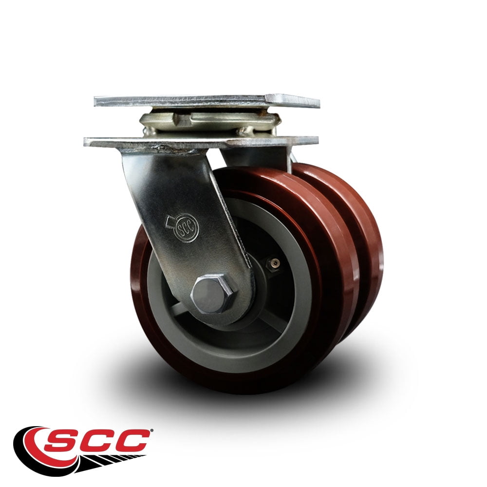 5 Inch Dual Polyurethane Wheels Swivel Caster with Roller Bearing Service Caster