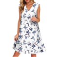 thumbnail image 2 of WTOBBY Women's Casual Fashion Breathable V-Neck Vest with Pockets Floral Holiday Dress, Summer Lightweight Design for Comfort, Perfect for Beach and Outdoor Fun,Sky Blue 2XL, 2 of 5