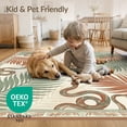 thumbnail image 4 of ODIKA 8'x10' Washable Area Rug Boho Jungle Motif With Palm Frond Accents Snake Tropical Aesthetic Playful for Dining Room, Large Office, Lounge, Non-Slip Chair-Friendly Mat, 4 of 7