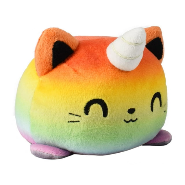 Teeturtle - El peluche de gato reversible original - Rainbow Kittencorn Grey Tabby - Lindos animales de peluche sensoriales que muestran tu estado de ánimo