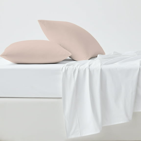 100% Cotton King Pillowcases, 400 Thread Count Sateen Green Wrinkle-Resistant 2- Piece Set Blush by Purity Home
