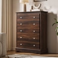 thumbnail image 3 of GALAXHERO 5 Drawer Dresser for Bedroom, Retro Wood Chest of Drawers, Tall Dresser with Round Metal Handle for Living Room, Hallway, Closet, Rustic Brown, 3 of 10