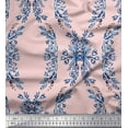 thumbnail image 1 of Soimoi Cotton Cambric Fabric Floral & Ogee Damask Fabric Prints By Yard 56 Inch Wide, 1 of 1