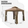 thumbnail image 5 of COOS BAY 8 ft. W x 8 ft. D Brown Outdoor Patio Soft Vented Top Gazebo with Zipped Netting, Corner Shelves, Ceiling Hook, 5 of 10