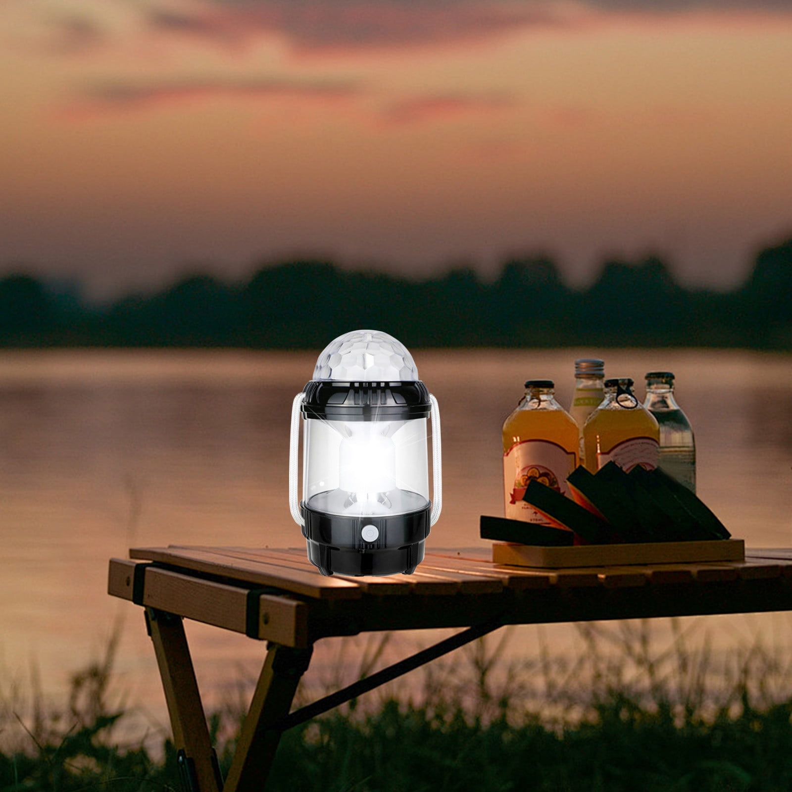 hengsof Solar-Powered LED Camping Lantern with USB Charging – 1000mAh Lithium Battery, Rotatable Handle, Polished Finish – Multi-Use Spotlight for Camping, Fishing, Emergency & Outdoor