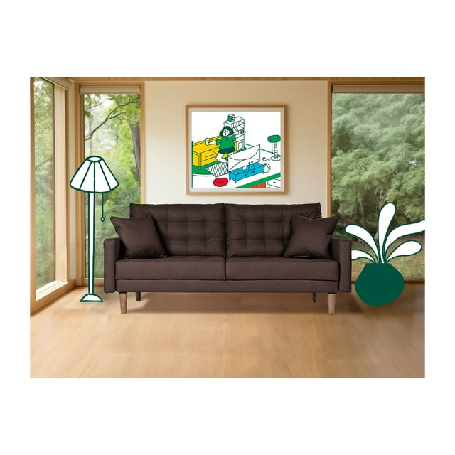 Sofá Cama de Lino Chocolate Makora Modelo Encore