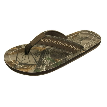 Realtree Men's Flip Flop Sandals, Woodsman Xtra Camouflage Print, Hunting Camo, Men's Sizes 7 to