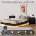 thumbnail image 5 of ASTUVIA 4-Piece Bedroom Set for Adult, Fluted Queen Floating LED Bed Frame with 2 Nightstands and Fluted 6 Drawer Dressers,Black, 5 of 10