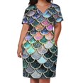 thumbnail image 2 of Vestido de verano holgado con bolsillos para mujer falda plateada y metálica con purpurina de imitación escamas de sirena, 2 of 6