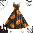thumbnail image 2 of Women Vintage Halloween Print Sleeveless 1950s Evening Swing Party Prom Dress, 2 of 3