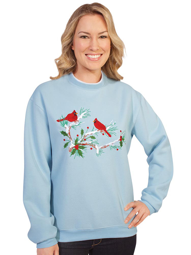 Embroidered chickadee sweatshirt Clearance