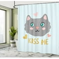 thumbnail image 4 of Ambesonne Abstract Art Shower Curtain, Cat Face Hearts Art, 69"Wx84"L, Pale Grey Rose and Seafoam, 4 of 4