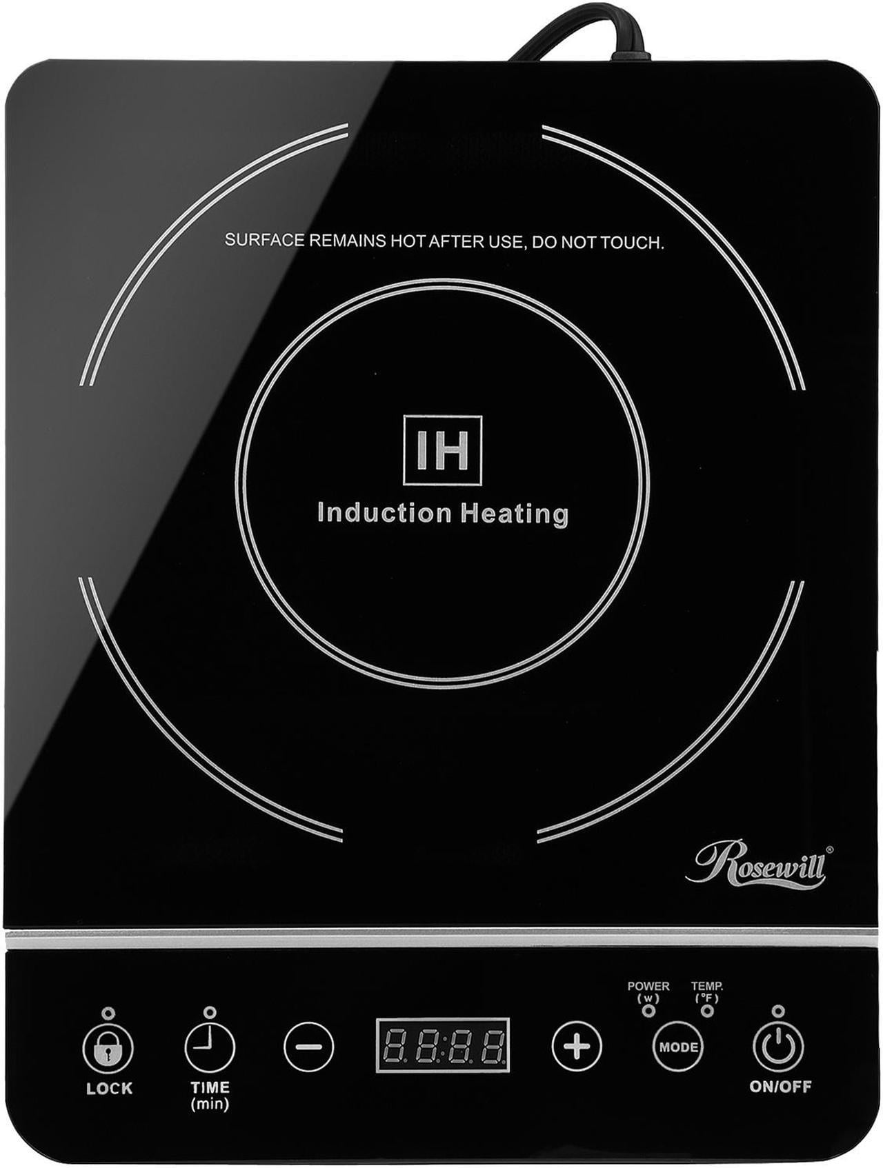Rosewill Portable Induction Cooktop Burner, 1800W, 8 Power/Temp Levels, Touch Panel, LED Display, Timer, Auto Shut-Off, Child Safety Lock, Includes Stainless Steel Pot - (RHAI-13001)