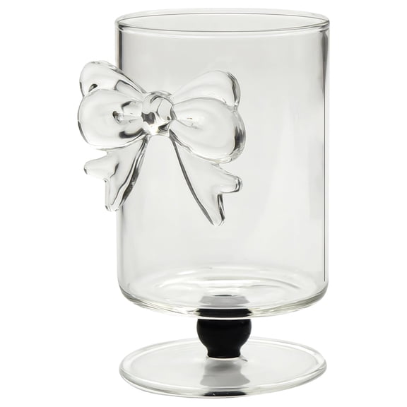 Decorative Bow Glass, French Style Creative Champagne Cocktail Glassware, 5.1 in / 13 cm Tall Juice Glass for Wedding Party, Gift Choice, Transparent