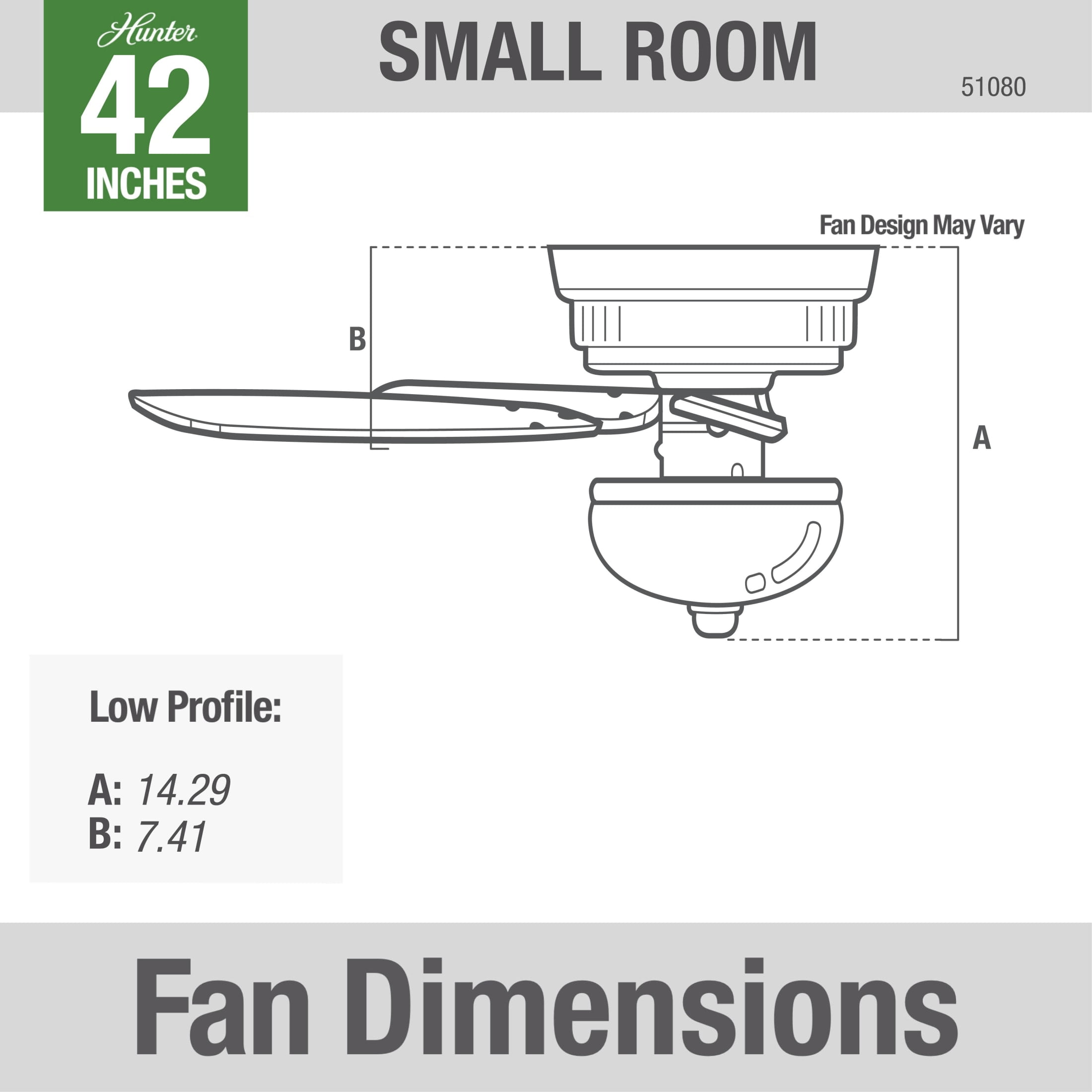 Hunter 42 inch Indoor Ceiling Fan with LED Light - White Ceiling Fan with Pull Chain, For Bedroom or Living Room, Low Profile Mount, No Remote, 5 Blades, Includes Bulbs - Newsome 51080, Fresh White