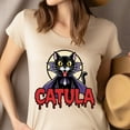 thumbnail image 2 of Catula Vampire Cat Halloween Shirt, Funny Dracula Cat Costume Tee, Azalea, Size L, 2 of 6